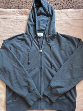 American Eagle Outfitters Slate Blue Full-Zip Hoodie
